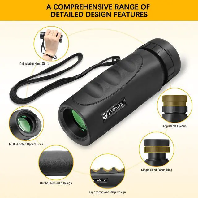 Alt view image 4 of 6 - 8x25 Waterproof Compact Monocular | High Definition Wide View, Telescope Monoculars, Comes with Cleaning Cloth, Case & Neck Strap, Black