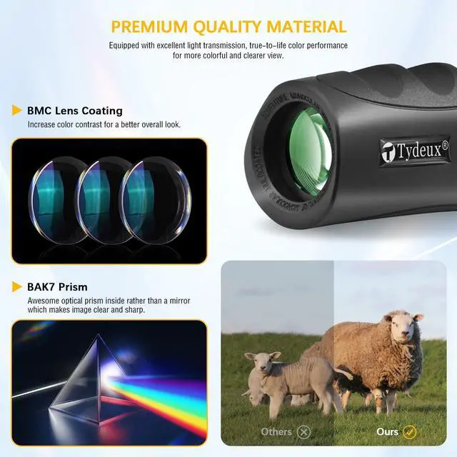 Alt view image 5 of 6 - 8x25 Waterproof Compact Monocular | High Definition Wide View, Telescope Monoculars, Comes with Cleaning Cloth, Case & Neck Strap, Black