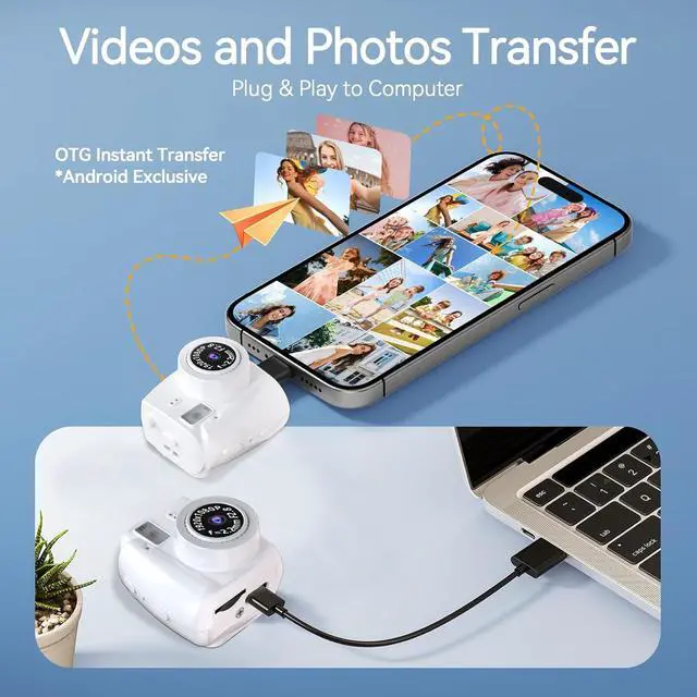 Alt view image 6 of 6 - Mini Keychain Camera - Retro Digital Camera with 1080P HD Video Recorder, 0.96" Display Screen Camera with 16G Card, Tiny Fun Stress-Relief Cameras for Kids,Parties,Travel,Birthdays (White)