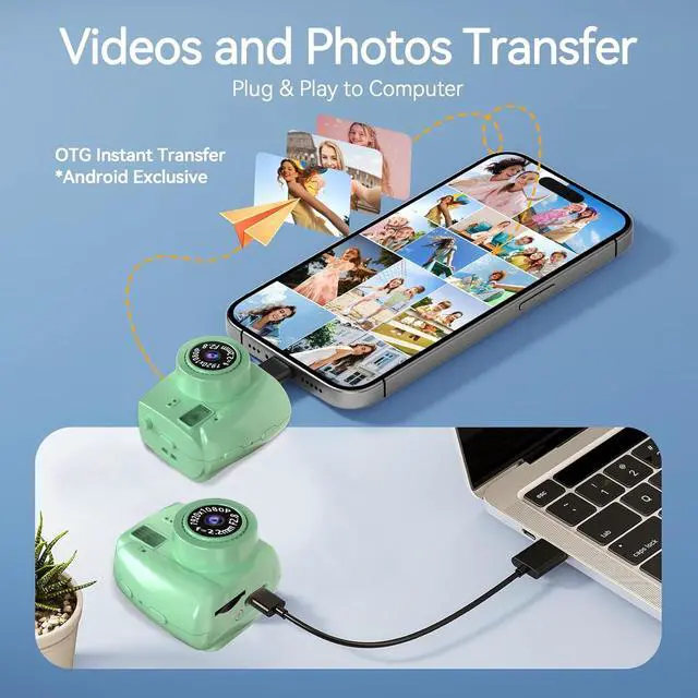 Alt view image 6 of 6 - Mini Keychain Camera - Retro Digital Camera with 1080P HD Video Recorder, 0.96" Display Screen Camera with 16G Card, Tiny Fun Stress-Relief Cameras for Kids,Parties,Travel,Birthdays (Green)
