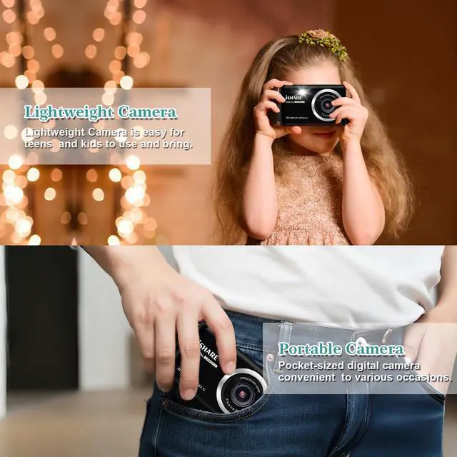 Alt view image 3 of 6 - Digital Camera 30MP FHD 1080P Point and Shoot Camera with 2.8" LCD 18X Digital Zoom, Compact Rechargeable Kids Camera for Teens Students Seniors Vlogging (Black)