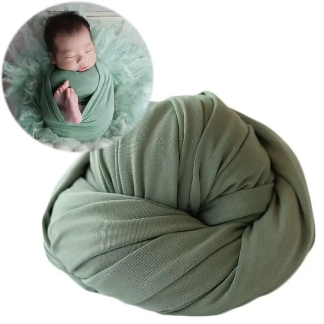 Main image of Newborn Photography Stretch Swaddle Wrap (Green) | Boy Girl Baby Photo Props Long Wrap For Newborn Pictures, Baby Photography Props