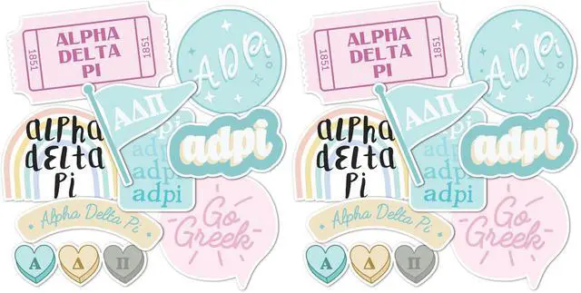 Main image of Alpha Delta Pi Sticker Decal Laptop Water Bottle Car Sheet (Cute Sheet) (Pack of 2)