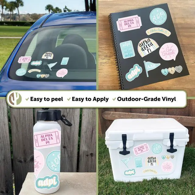 Alt view image 2 of 6 - Alpha Delta Pi Sticker Decal Laptop Water Bottle Car Sheet (Cute Sheet) (Pack of 2)