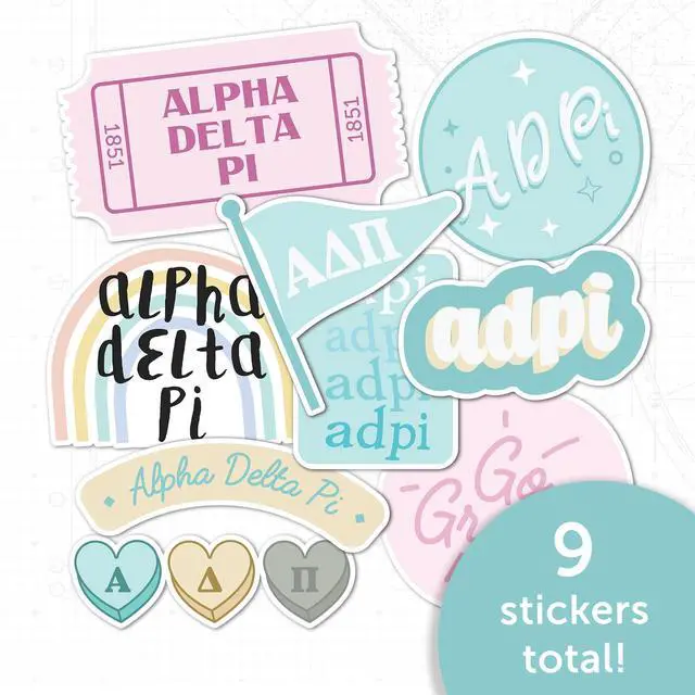 Alt view image 5 of 6 - Alpha Delta Pi Sticker Decal Laptop Water Bottle Car Sheet (Cute Sheet) (Pack of 2)