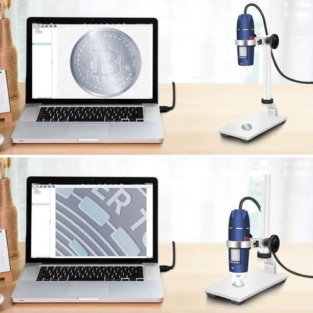 Alt view image 3 of 6 - HD 2MP 40X-1000X USB Digital Microscope with Aluminum Alloy Stand | Portable Magnification Endoscope Camera with 8 LEDs, Fits OTG Android, Mac, Windows 7 8 10 11 & Linux