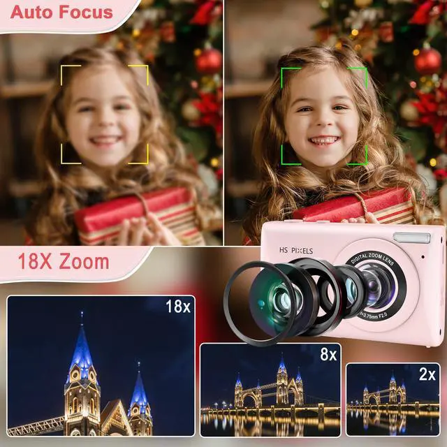 Alt view image 3 of 6 - Digital Camera FHD 1080P Digital Point and Shoot Camera with 18X Zoom Anti Shake, 48MP Compact Small Vlogging Camera for Boys Girls Kids Teens Adult Beginner
