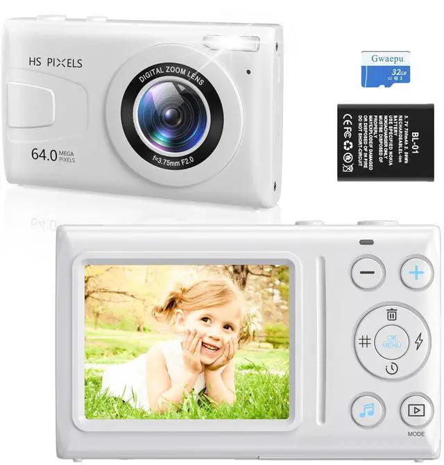 Main image of Digital Camera Autofocus Digital Point and Shoot Camera with 18X Zoom 4K Vlogging Camera with 32GB Card, 64MP Portable Compact Camera for Teens Adult Beginner Anti-Shake