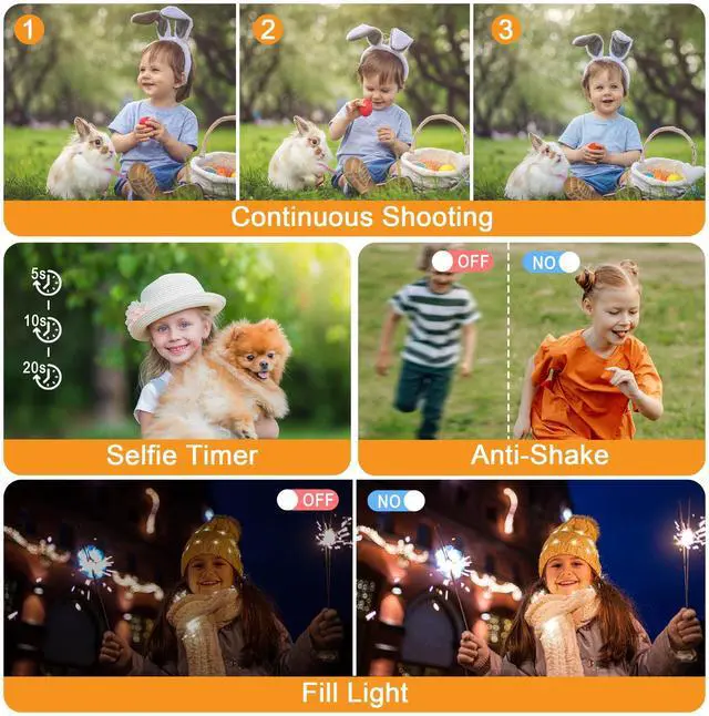Alt view image 5 of 6 - Digital Camera Autofocus Digital Point and Shoot Camera with 18X Zoom 4K Vlogging Camera with 32GB Card, 64MP Portable Compact Camera for Teens Adult Beginner Anti-Shake