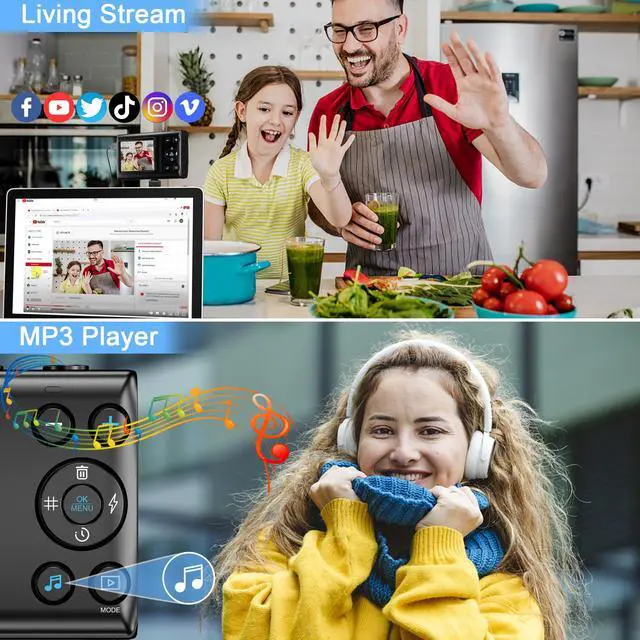 Alt view image 5 of 6 - Digital Camera, 4K 64MP Digital Point and Shoot Camera with 18X Zoom Compact Vlogging Camera for Teens, Adults Boys Girls Kids Anti Shake, Auto Focus, 32GB Card