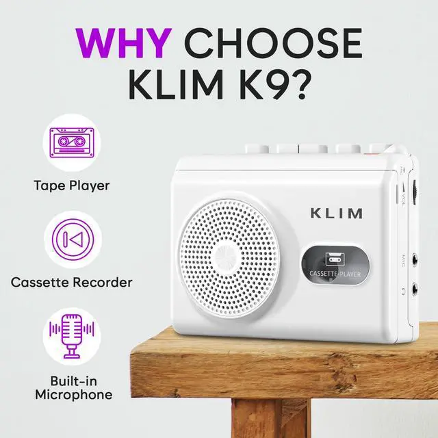 Alt view image 2 of 6 - Cassette Tape Player and Recorder with Microphone Built-in Speaker | Automatic Stop Protects Tapes - Runs on 2 AA Batteries or AC Adapter, Includes Earphones, White