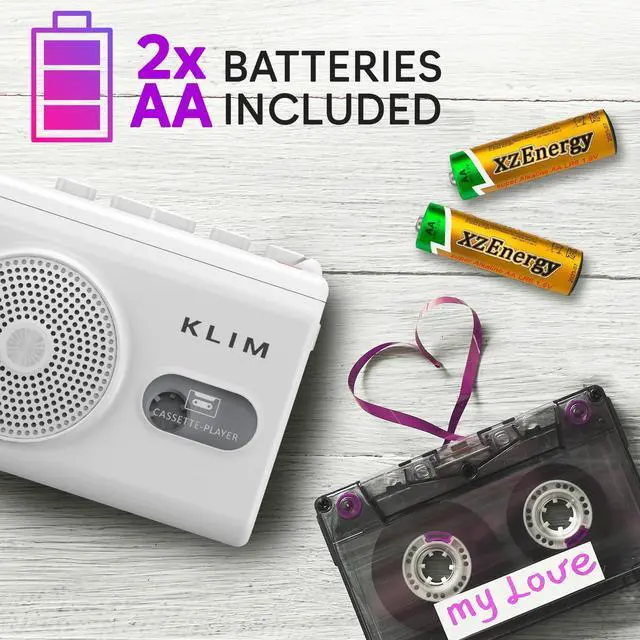 Alt view image 5 of 6 - Cassette Tape Player and Recorder with Microphone Built-in Speaker | Automatic Stop Protects Tapes - Runs on 2 AA Batteries or AC Adapter, Includes Earphones, White