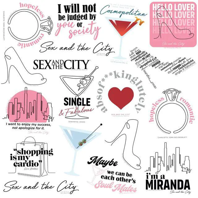 Alt view image 3 of 6 - Sex and The City 50 Vinyl Stickers Waterproof Die-Cut Decals Laptop Car