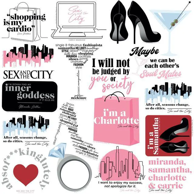 Alt view image 4 of 6 - Sex and The City 50 Vinyl Stickers Waterproof Die-Cut Decals Laptop Car