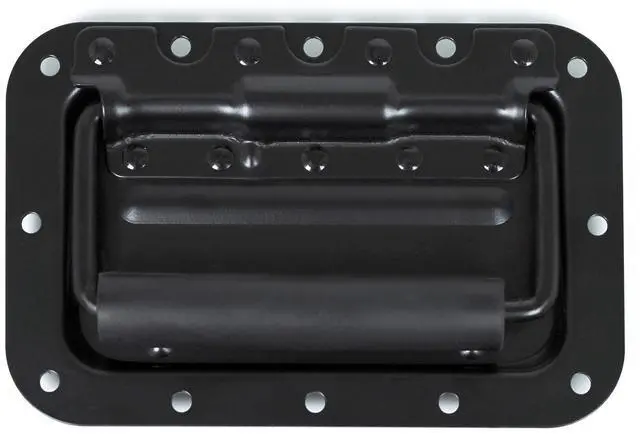 Main image of Hardware Medium Spring Loaded Black & Steel Recessed Handle with Padded Grip (Spring Loaded Recessed Handle, Black, 1 Pack)
