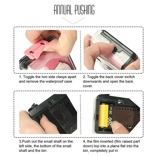 Alt view image 5 of 6 - Disposable Film Camera 35 mm, Retro One Time Use Film Camera with 28MM F/9 Lens, Reusable Lightweight Vintage Camera for Kids (Light Pink)