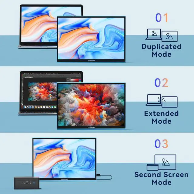 Alt view image 3 of 6 - Portable Monitor(2026), 16'' 1200P FHD Laptop Monitor USB C HDMI Computer Display HDR Eye Care External Screen w/Smart Cover for PC Mac Laptop Phone