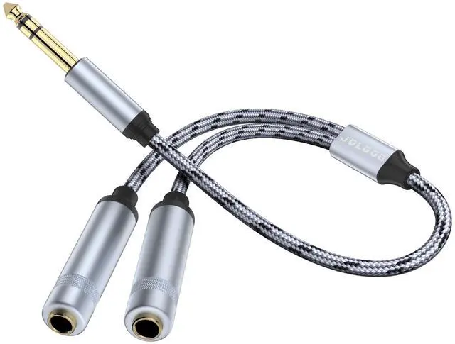 Main image of 1/4 Splitter Adapter Cable 12 inches, 6.35mm Stereo Plug Male to Dual 6.35mm Jack Female Y Splitter Cable, 30cm / 12 inches