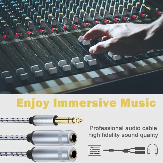 Alt view image 3 of 6 - 1/4 Splitter Adapter Cable 12 inches, 6.35mm Stereo Plug Male to Dual 6.35mm Jack Female Y Splitter Cable, 30cm / 12 inches