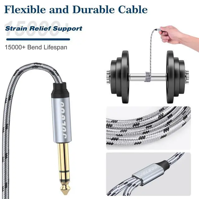 Alt view image 4 of 6 - 1/4 Splitter Adapter Cable 12 inches, 6.35mm Stereo Plug Male to Dual 6.35mm Jack Female Y Splitter Cable, 30cm / 12 inches