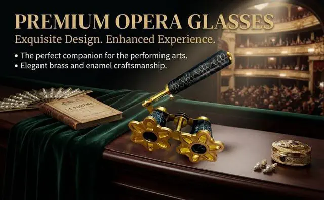 Alt view image 3 of 6 - Opera Glasses Binoculars, 4x25 Vintage Brass Theater Binoculars, DF Glass with Coated Optics, Floral Engraved Design for Theater, Concerts & Events