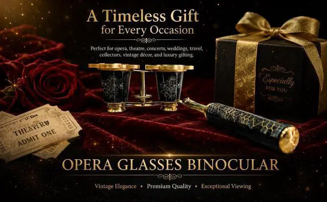Alt view image 5 of 6 - Opera Glasses Binoculars, 4x25 Vintage Brass Theater Binoculars, DF Glass with Coated Optics, Floral Engraved Design for Theater, Concerts & Events