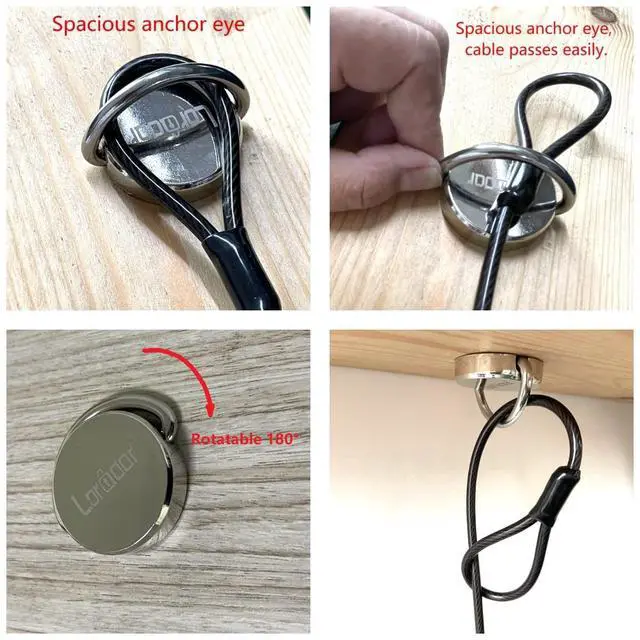 Alt view image 4 of 5 - Stainless Steel Security Anchor Base Plate,Desk Mount Anchor D Ring Hooks for Laptop Cable Locks (1 Pack)