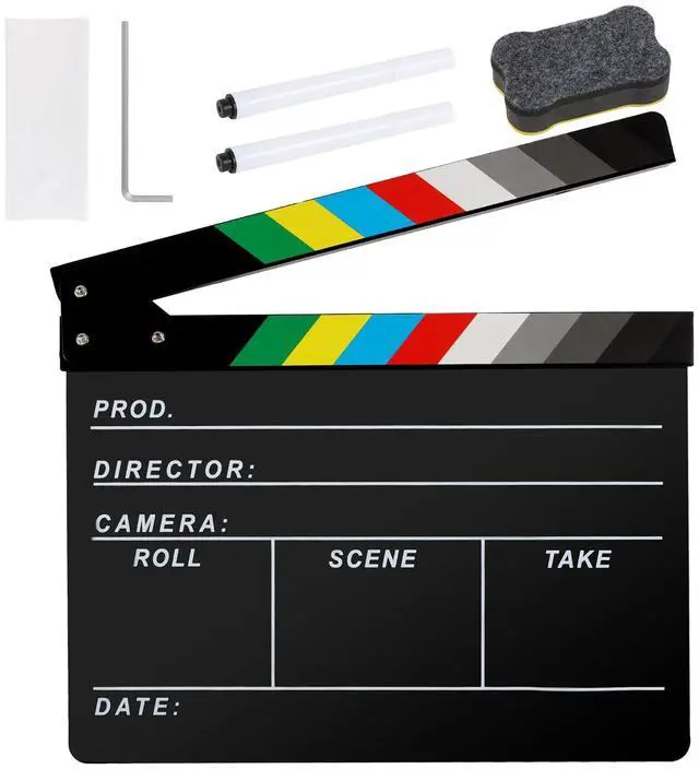 Main image of Acrylic Movie Film Directors Clapboard, Clapper Board for Filming | Photography Video TV Cut Action Scene Film Slate Clapper Board Props, Black