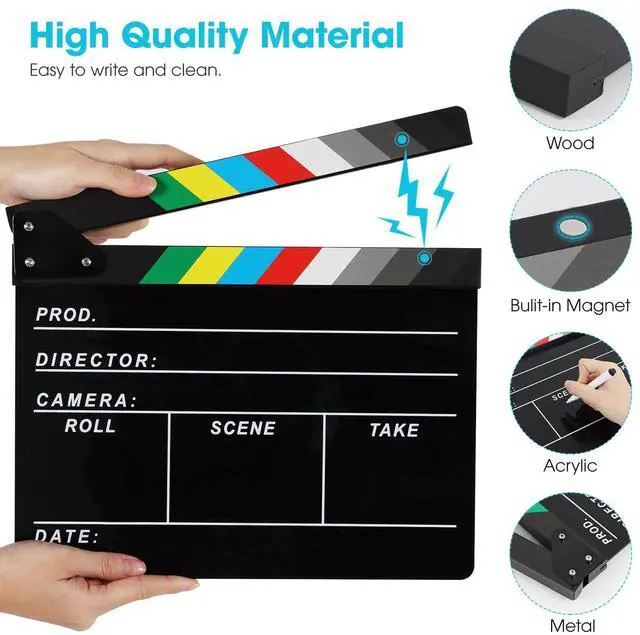 Alt view image 4 of 6 - Acrylic Movie Film Directors Clapboard, Clapper Board for Filming | Photography Video TV Cut Action Scene Film Slate Clapper Board Props, Black