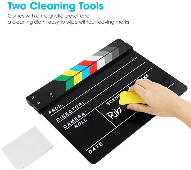 Alt view image 6 of 6 - Acrylic Movie Film Directors Clapboard, Clapper Board for Filming | Photography Video TV Cut Action Scene Film Slate Clapper Board Props, Black