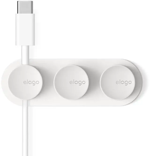 Main image of Magnetic Cable Management Buttons | Reusable Sticker Attaches to Surface, Organize 3 Cables, Magnetic cable holder, Powerful magnets, Desk Organization (White)