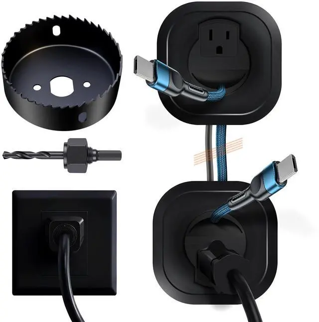 Main image of in-Wall Cable Management Kit for Wall Mounted TV - White Power & Low Voltage Cord Hider with Hole Saw, Extension Cord & Splitter - Hide TV Wires Behind Walls for Clean Home Theater & Gaming Setup