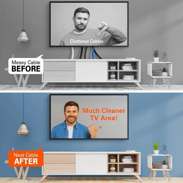 Alt view image 3 of 6 - in-Wall Cable Management Kit for Wall Mounted TV - White Power & Low Voltage Cord Hider with Hole Saw, Extension Cord & Splitter - Hide TV Wires Behind Walls for Clean Home Theater & Gaming Setup
