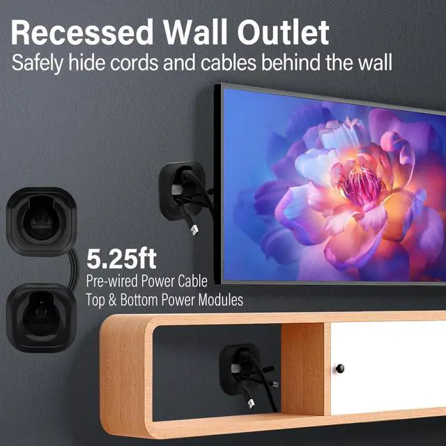 Alt view image 4 of 6 - in-Wall Cable Management Kit for Wall Mounted TV - White Power & Low Voltage Cord Hider with Hole Saw, Extension Cord & Splitter - Hide TV Wires Behind Walls for Clean Home Theater & Gaming Setup