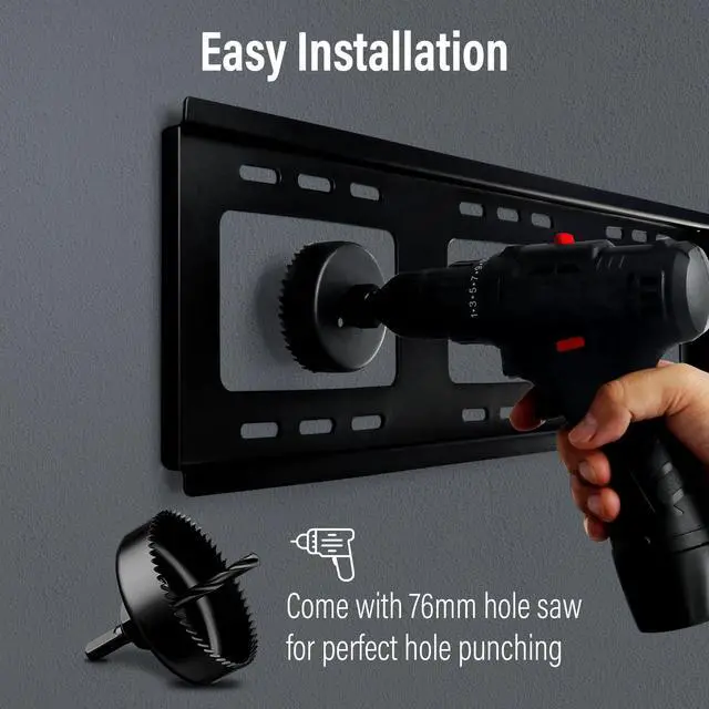 Alt view image 5 of 6 - in-Wall Cable Management Kit for Wall Mounted TV - White Power & Low Voltage Cord Hider with Hole Saw, Extension Cord & Splitter - Hide TV Wires Behind Walls for Clean Home Theater & Gaming Setup