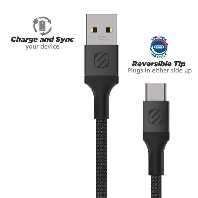 Alt view image 2 of 5 - CAB10-SP Strikeline Premium USB to Type-C Sync Braided Charging Cable, 10 feet, Space Gray
