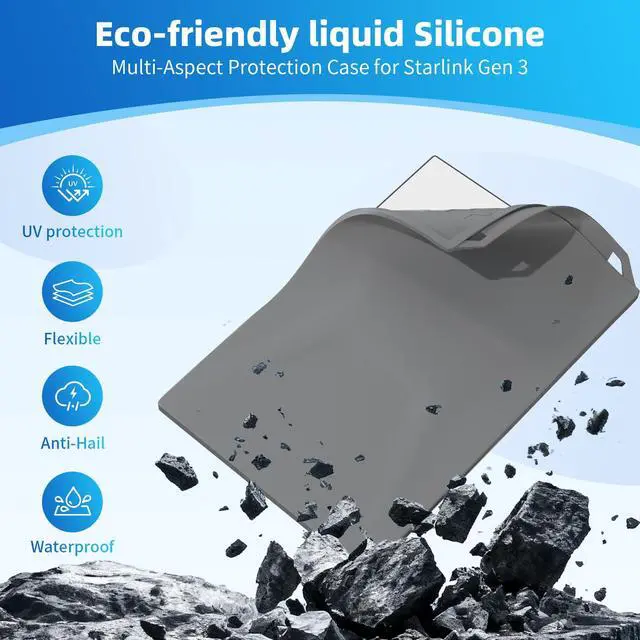 Alt view image 3 of 6 - Starlink Gen 3 Protective Cover Case, Silicone Starlink Gen 3 Protective Case for Satellite Dish, All Weather Protection, Hailproof, Waterproof and Impact Resistant to Rocks and Sand, Grey