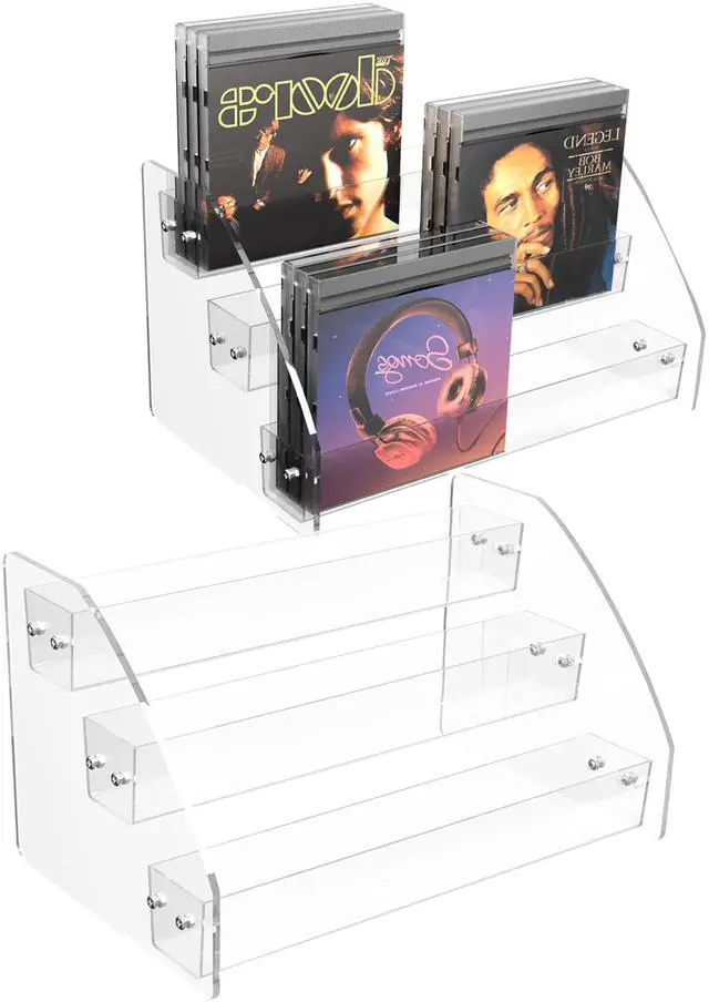 Main image of 2 Pack 3Tier Clear Acrylic CD Organizers, Display Rack Holds up to 36 Standard DVD Cases for Media Storage and Organization