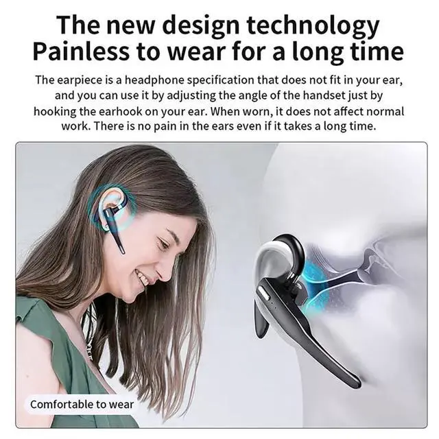 Alt view image 5 of 6 - Business Wireless Headset with Mic for Work IPX7 Waterproof 50H Battery (8H+Case) Bluetooth 5.3 Earpiece PC-Ready for Driving & Office