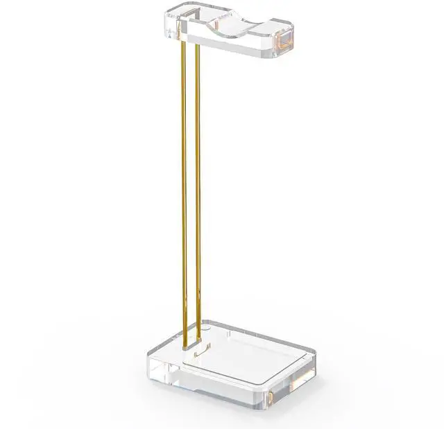 Main image of Headphone Stand for Desk, Clear Acrylic Headset Stand with Gold Metal Accent, Gaming Headphone Holder, Universal Desktop Display Stand for Over-Ear Headphones