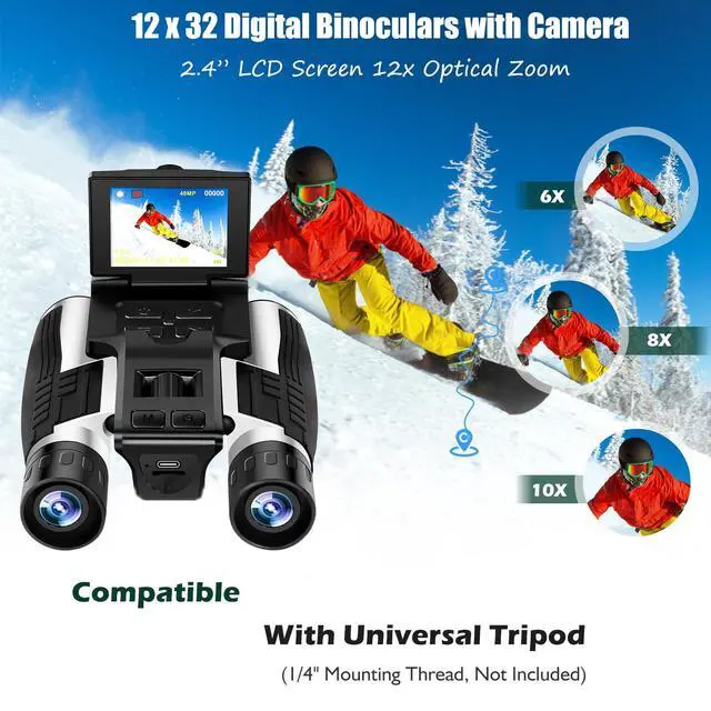 Alt view image 3 of 6 - Digital Binoculars with Camera 2.4" LCD 12x32, 48MP 2.5K Video Recorder | Supports Photo & Video Recording, Perfect for Outdoor Birding, Hunting, Sports, Includes 32GB Card