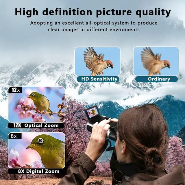 Alt view image 5 of 6 - Digital Binoculars with Camera 2.4" LCD 12x32, 48MP 2.5K Video Recorder | Supports Photo & Video Recording, Perfect for Outdoor Birding, Hunting, Sports, Includes 32GB Card