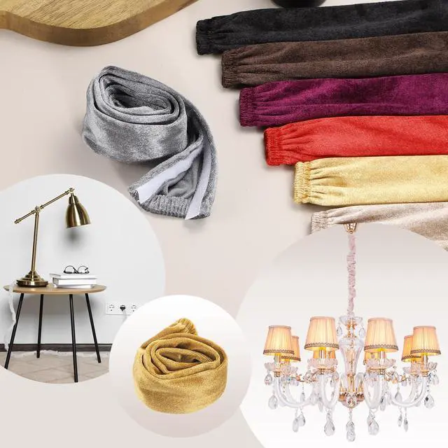 Alt view image 5 of 6 - 2.6ft Chandelier Chain Cord Cover, 2 Pcs Velvet Cloth Fabric Chain Sleeve Decorative Cord Covers for Chandelier Wires Swing Cable, Hook and Loop Fastener Style, Gold