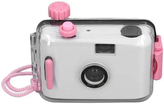 Main image of 35 mm Disposable Film Camera, Retro One Time Use Film Camera with 28MM F/9 Lens, Reusable Lightweight Vintage Cam for Kids (White Pink)