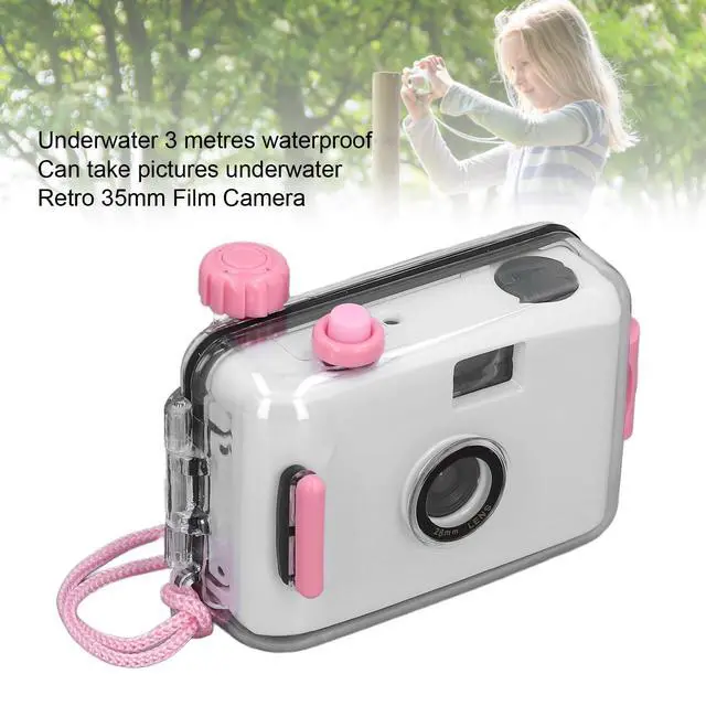 Alt view image 2 of 6 - 35 mm Disposable Film Camera, Retro One Time Use Film Camera with 28MM F/9 Lens, Reusable Lightweight Vintage Cam for Kids (White Pink)