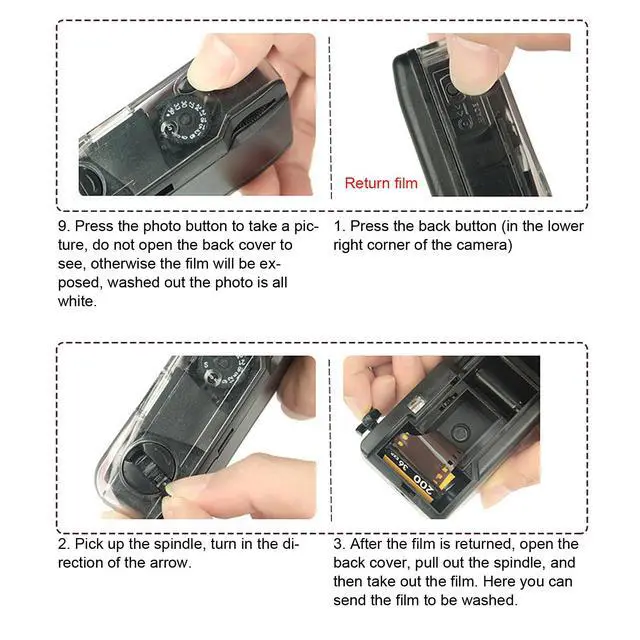 Alt view image 3 of 6 - 35 mm Disposable Film Camera, Retro One Time Use Film Camera with 28MM F/9 Lens, Reusable Lightweight Vintage Cam for Kids (White Pink)