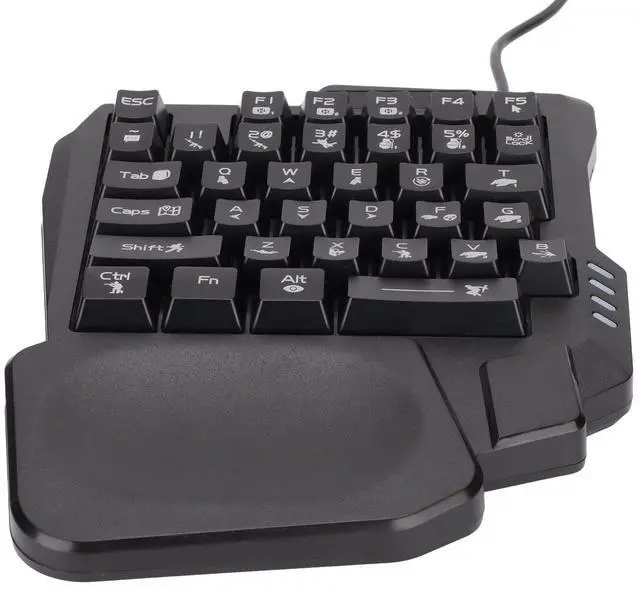 Main image of One Handed Gaming Keyboard, Three Colors Backlight Wide Palm Rest 35 Keys Gaming Keyboard for Computer for Mobile Games