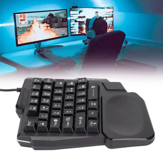 Alt view image 3 of 6 - One Handed Gaming Keyboard, Three Colors Backlight Wide Palm Rest 35 Keys Gaming Keyboard for Computer for Mobile Games