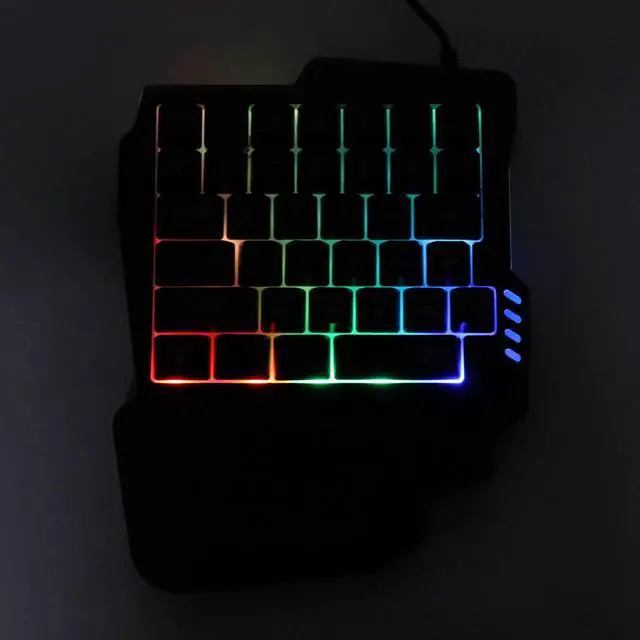 Alt view image 5 of 6 - One Handed Gaming Keyboard, Three Colors Backlight Wide Palm Rest 35 Keys Gaming Keyboard for Computer for Mobile Games