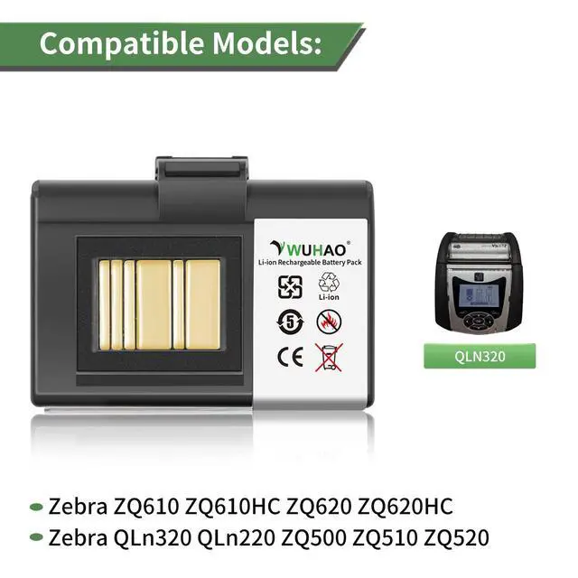 Alt view image 3 of 6 - ZQ520 Battery Upgraded for Zebra ZQ620 ZQ510 ZQ520 ZQ521 QLN320 QLN220 QLn220HC ZR628 ZR638 ZR658 ZR668 ZQ610 ZQ500 ZQ510 QLn320HC Printer Battery P1051378 7.4V